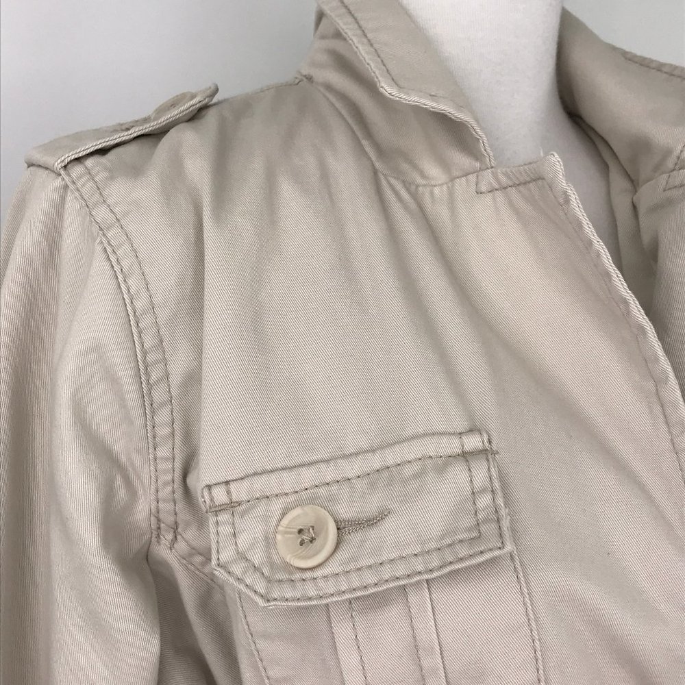 French Cuff Tan Khaki 4-Pocket Belt Utility Jacket - Picture 6 of 11